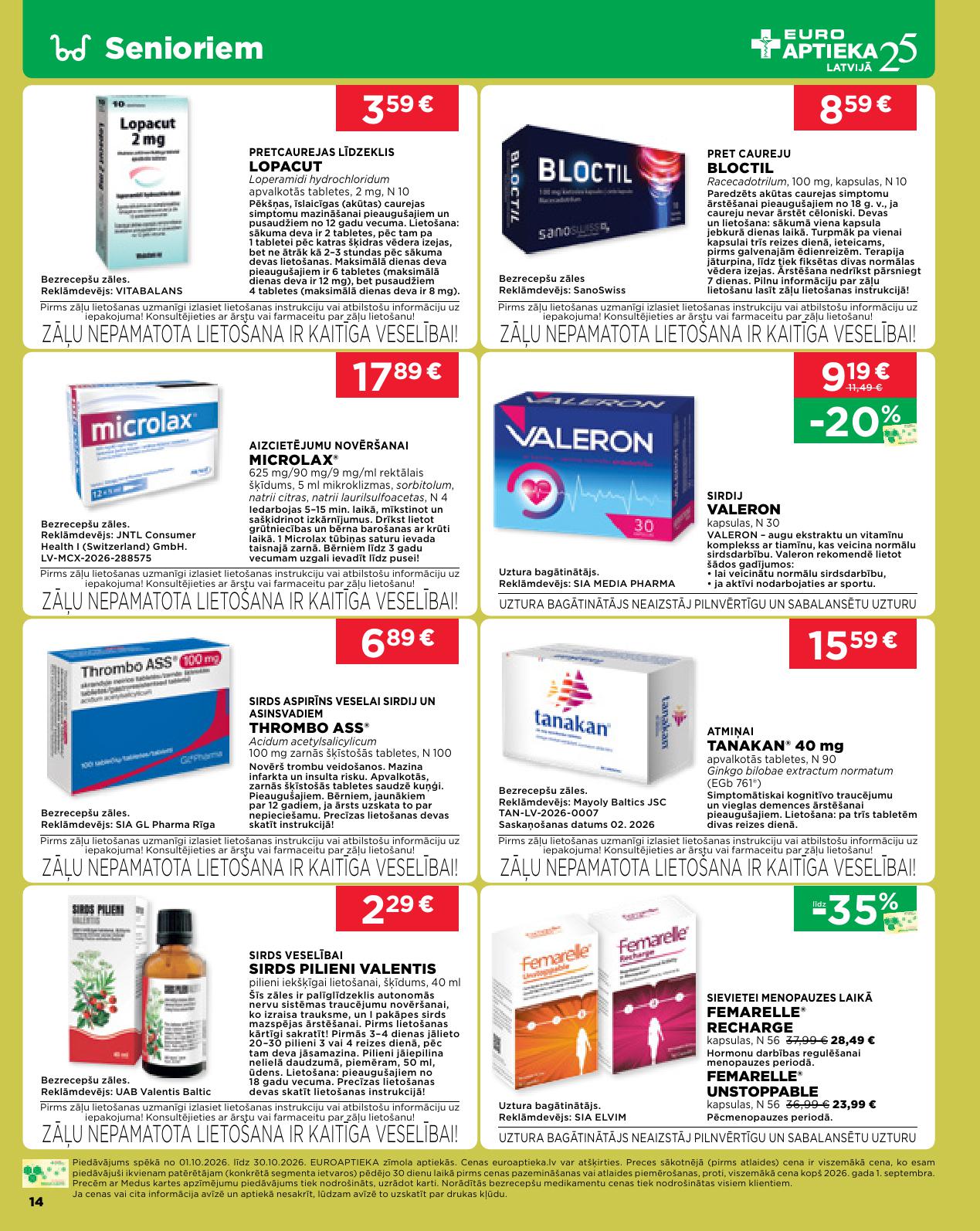 EUROAPTIEKA akcijas buklets 01.10.2026 - 31.10.2026
