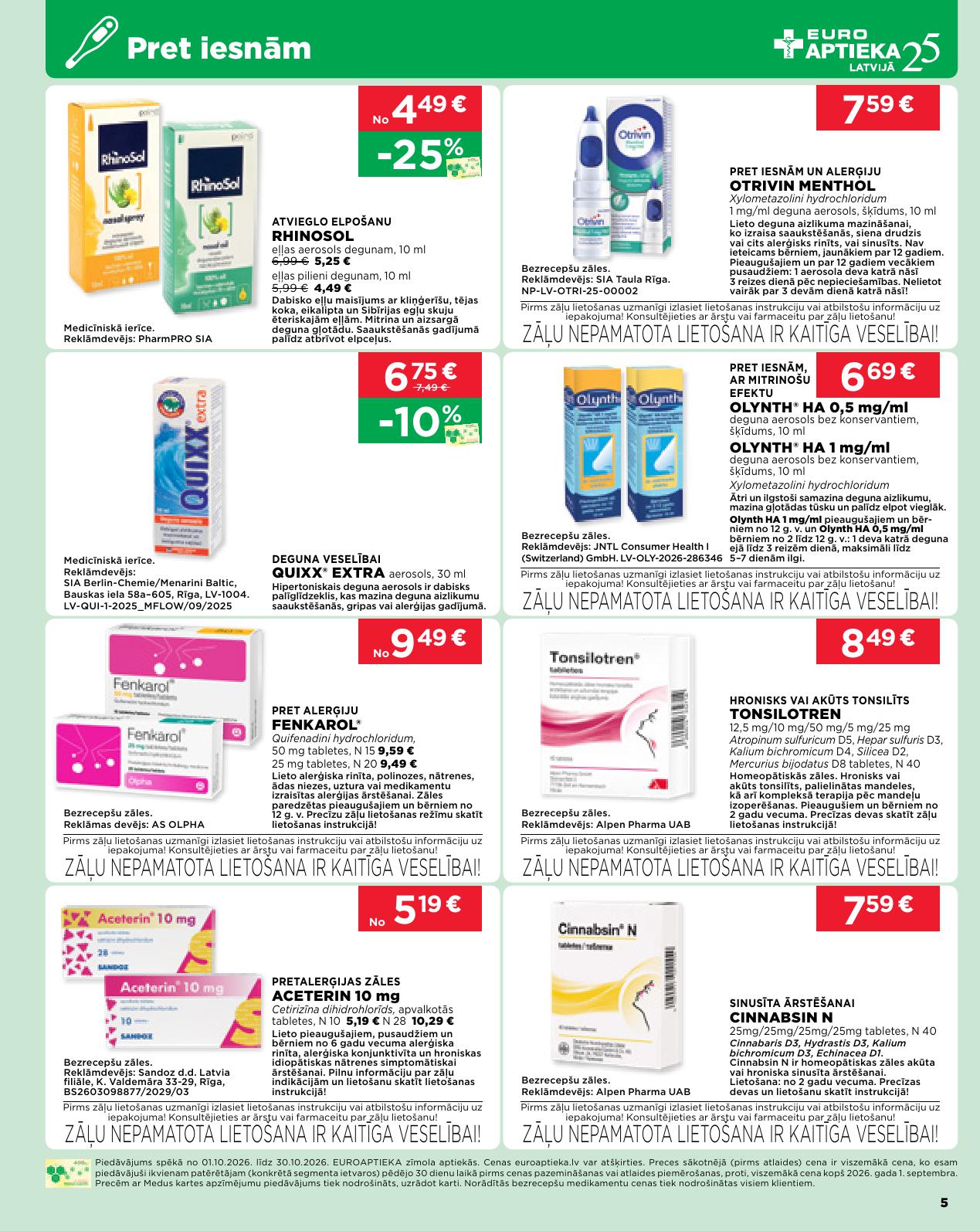 Jauns EUROAPTIEKA akcijas buklets 01.10.2026 - 31.10.2026