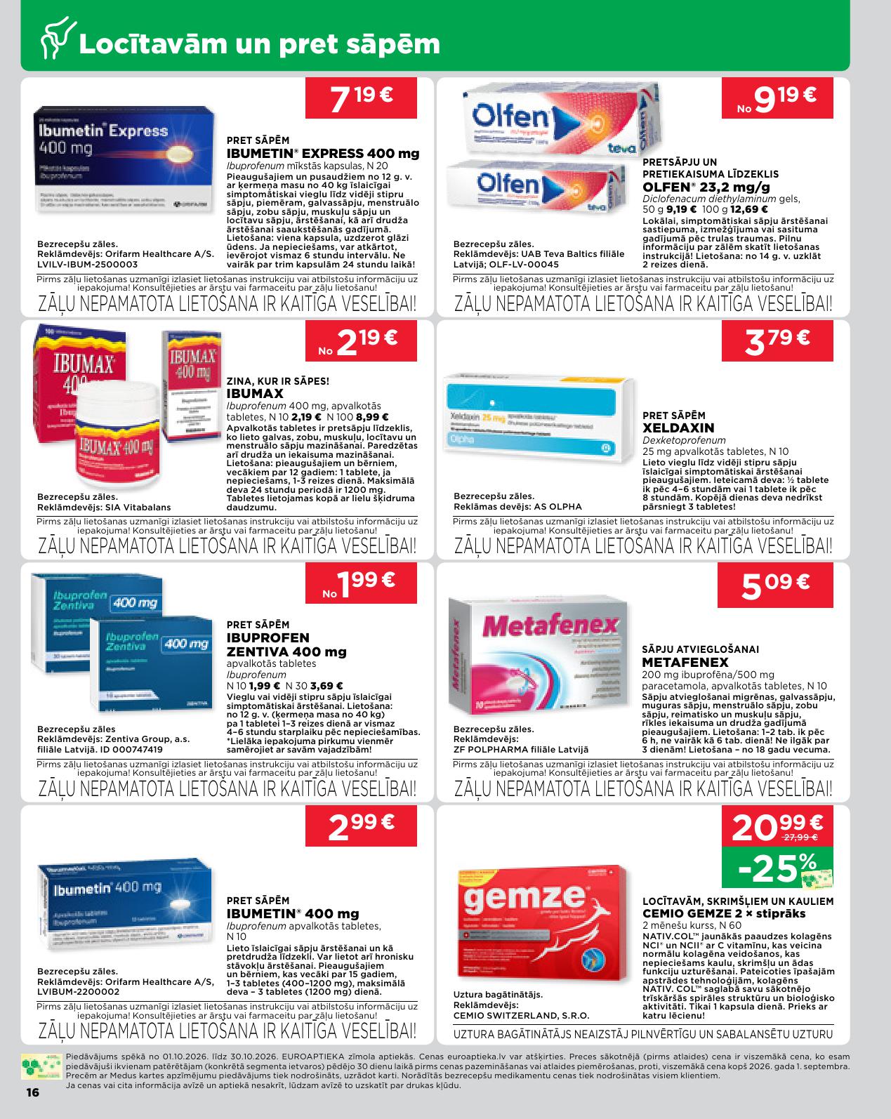 Jauns EUROAPTIEKA akcijas buklets 01.10.2026 - 31.10.2026